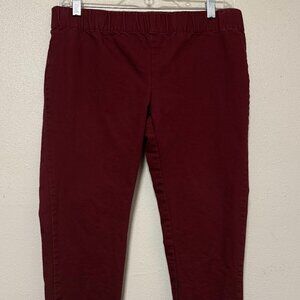 Burgundy colored pull on pants, Soft Surroundings, with button decor, cotton, S